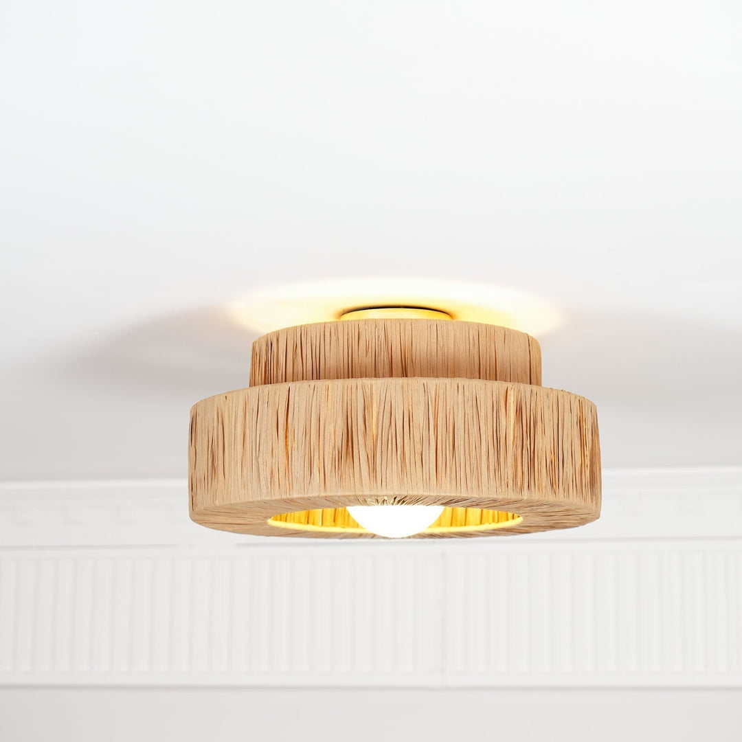 Ilthean Plafonnier artistique en paille naturelle - Neutralighting