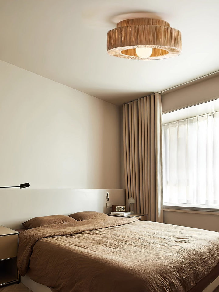 Ilthean Plafonnier artistique en paille naturelle - Neutralighting