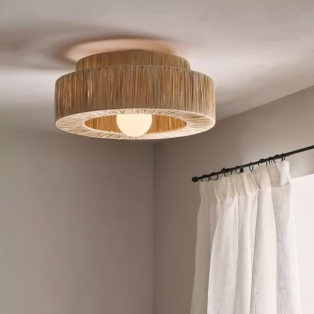 Ilthean Plafonnier artistique en paille naturelle - Neutralighting
