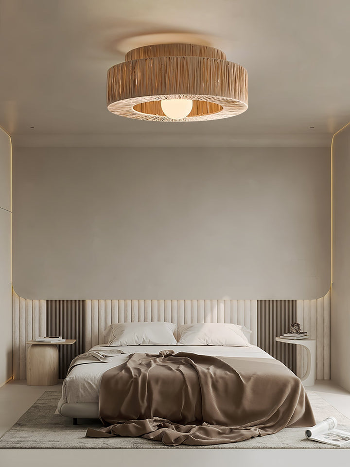 Ilthean Plafonnier artistique en paille naturelle - Neutralighting