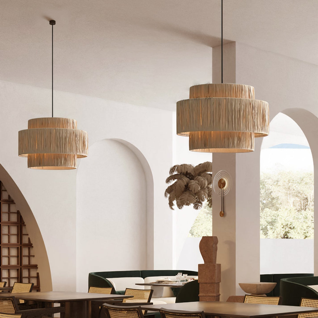 Thyra Lampe Pendante Paille Traditionnelle Rétro - Neutralighting