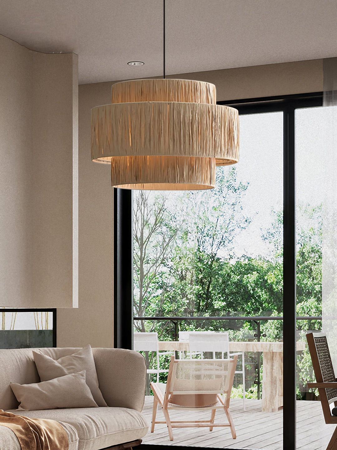 Thyra Lampe Pendante Paille Traditionnelle Rétro - Neutralighting