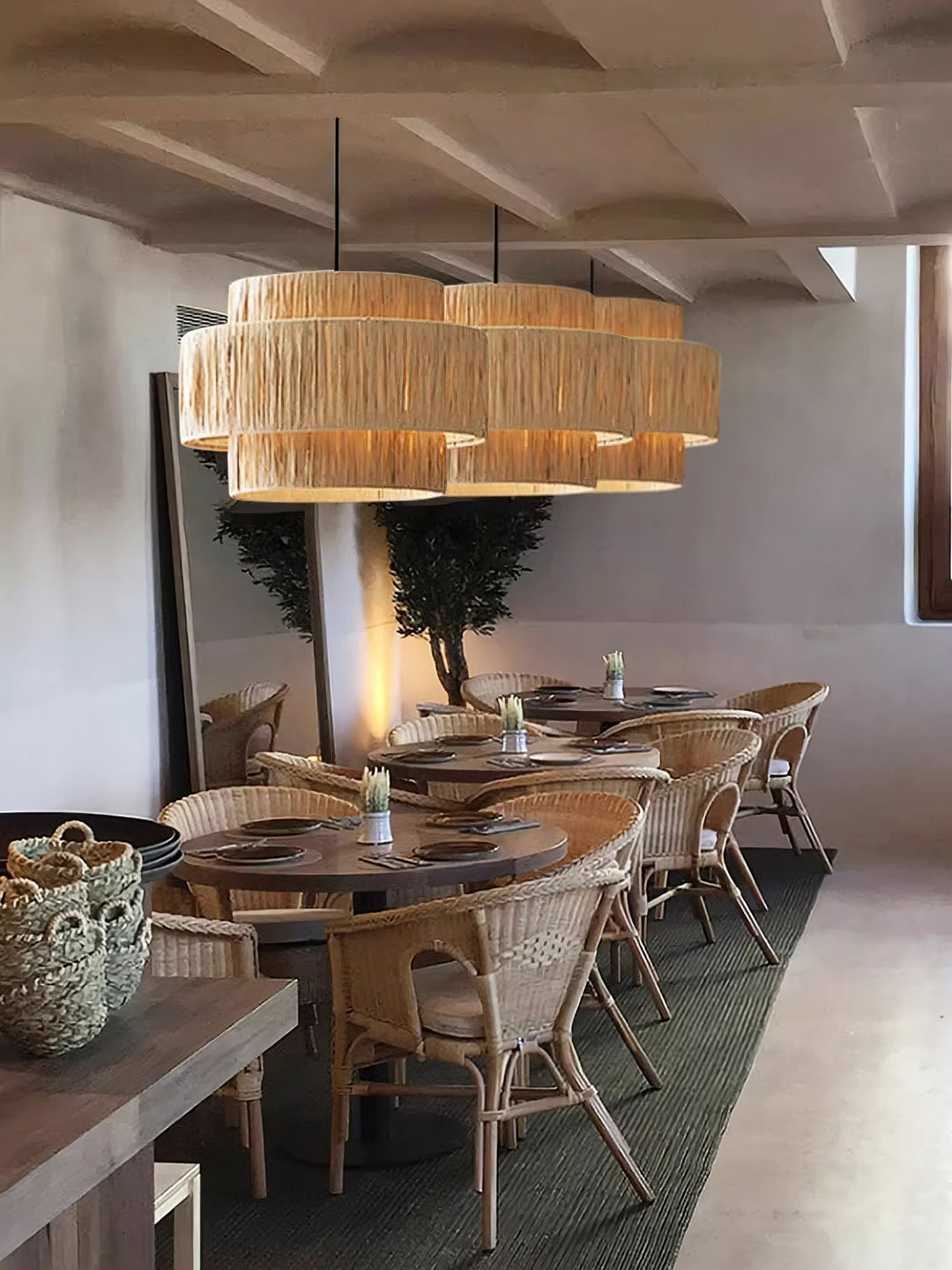 Thyra Lampe Pendante Paille Traditionnelle Rétro - Neutralighting