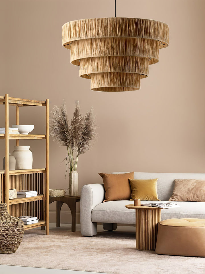 Thyra Lampe Pendante Paille Traditionnelle Rétro - Neutralighting