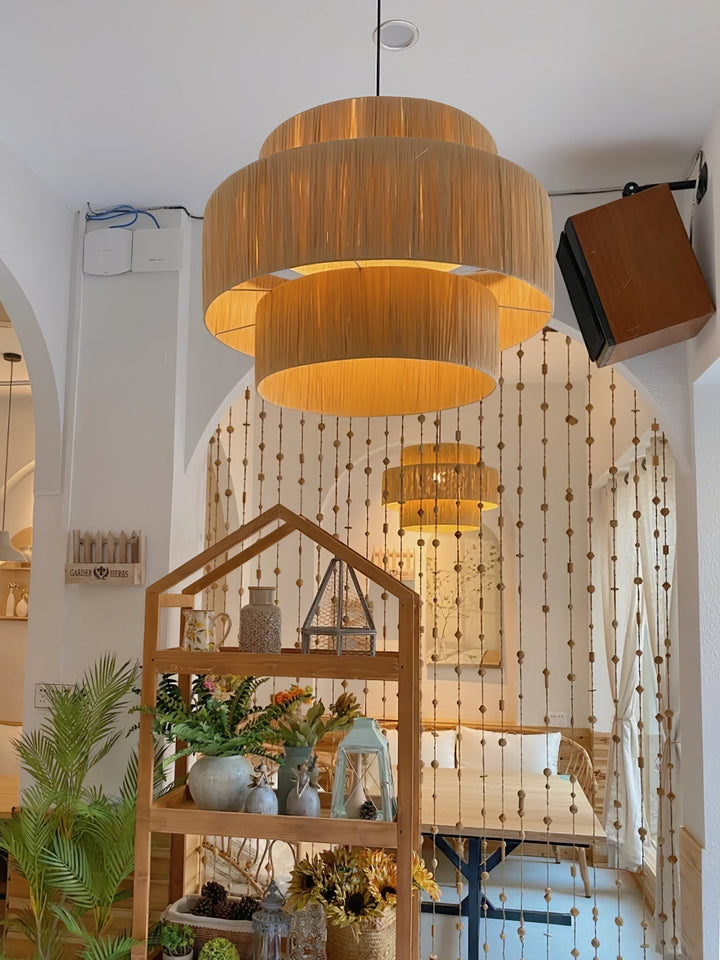 Thyra Lampe Pendante Paille Traditionnelle Rétro - Neutralighting