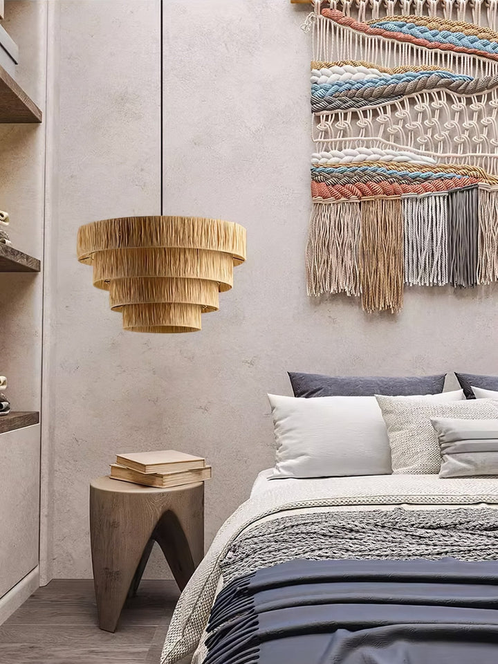 Thyra Lampe Pendante Paille Traditionnelle Rétro - Neutralighting