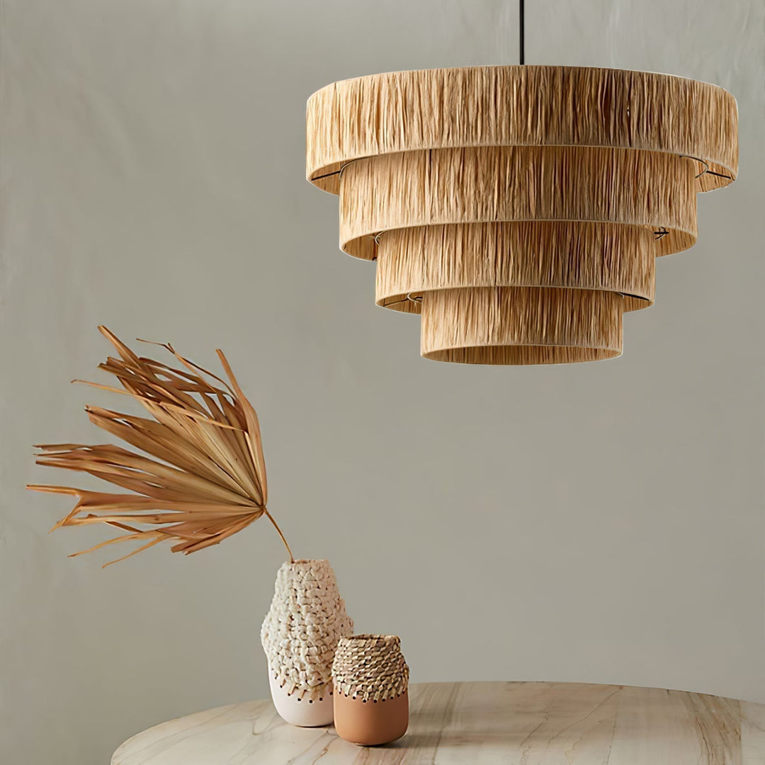 Thyra Lampe Pendante Paille Traditionnelle Rétro - Neutralighting