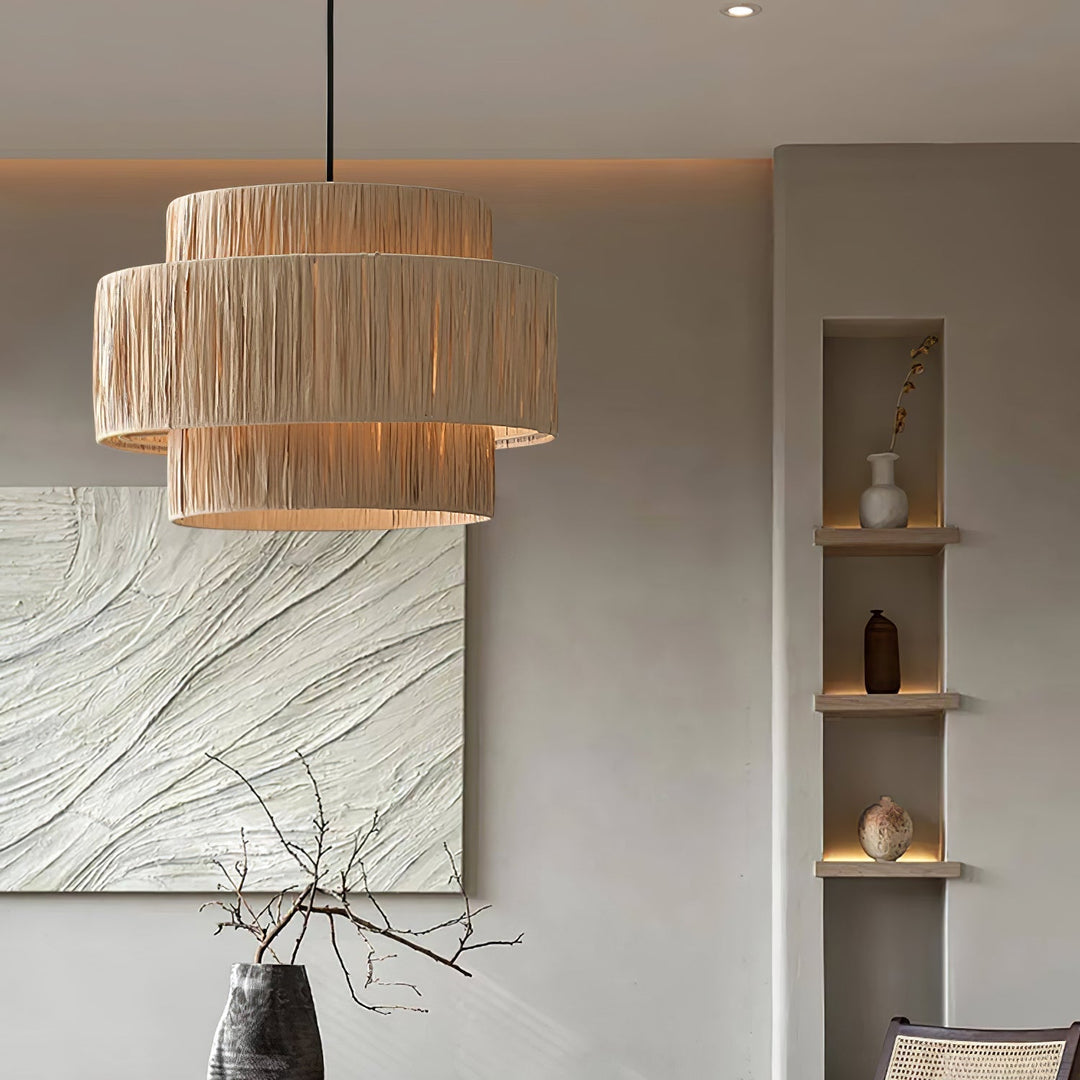 Thyra Lampe Pendante Paille Traditionnelle Rétro - Neutralighting