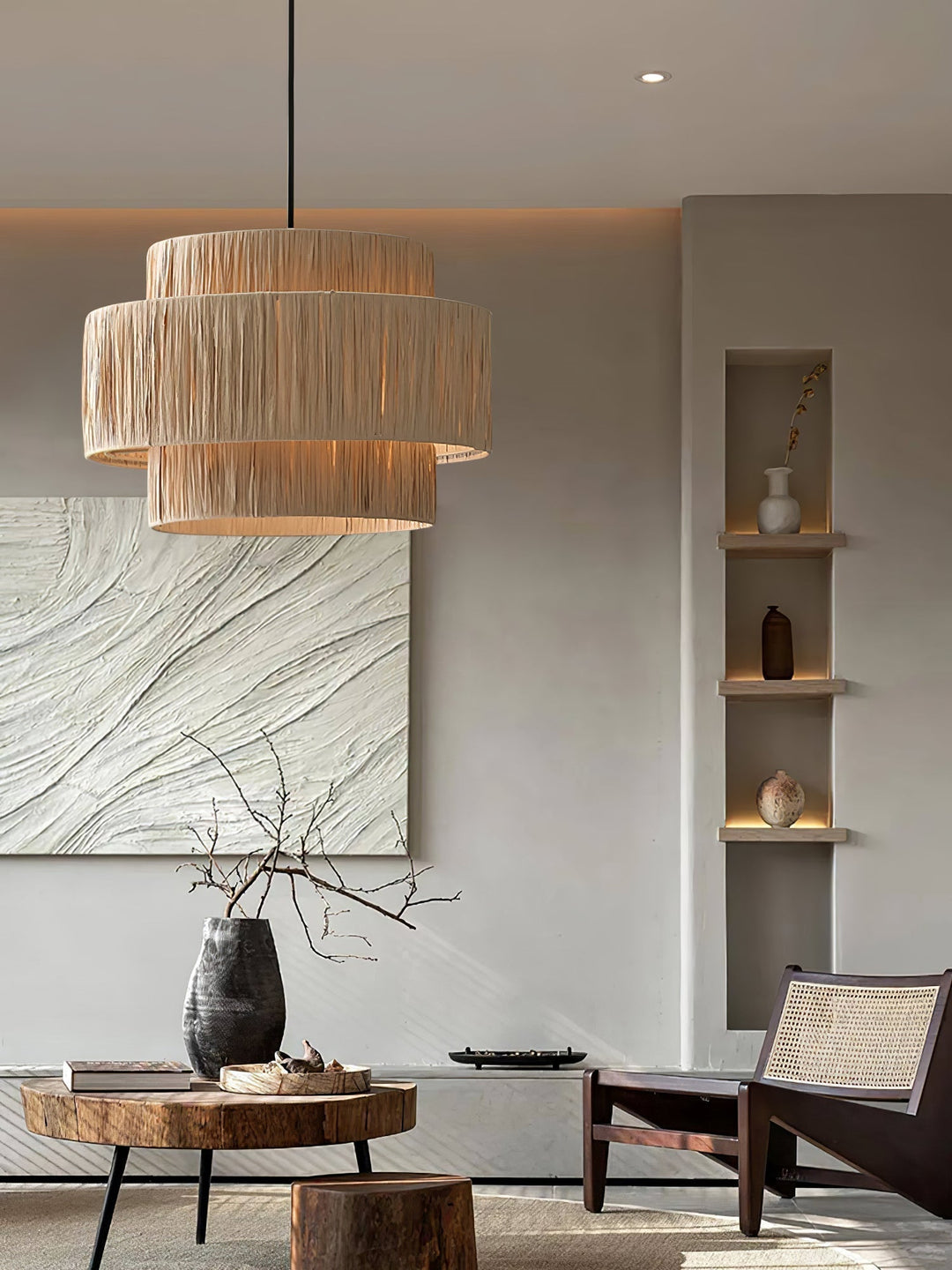 Thyra Lampe Pendante Paille Traditionnelle Rétro - Neutralighting