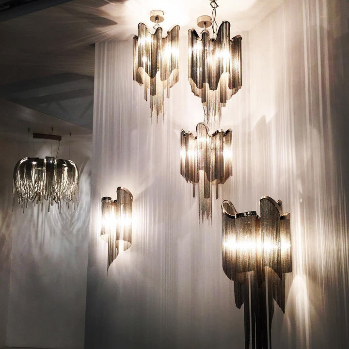Lustra Suspension Lampe Chaîne en Nickel Coulant - Neutralighting