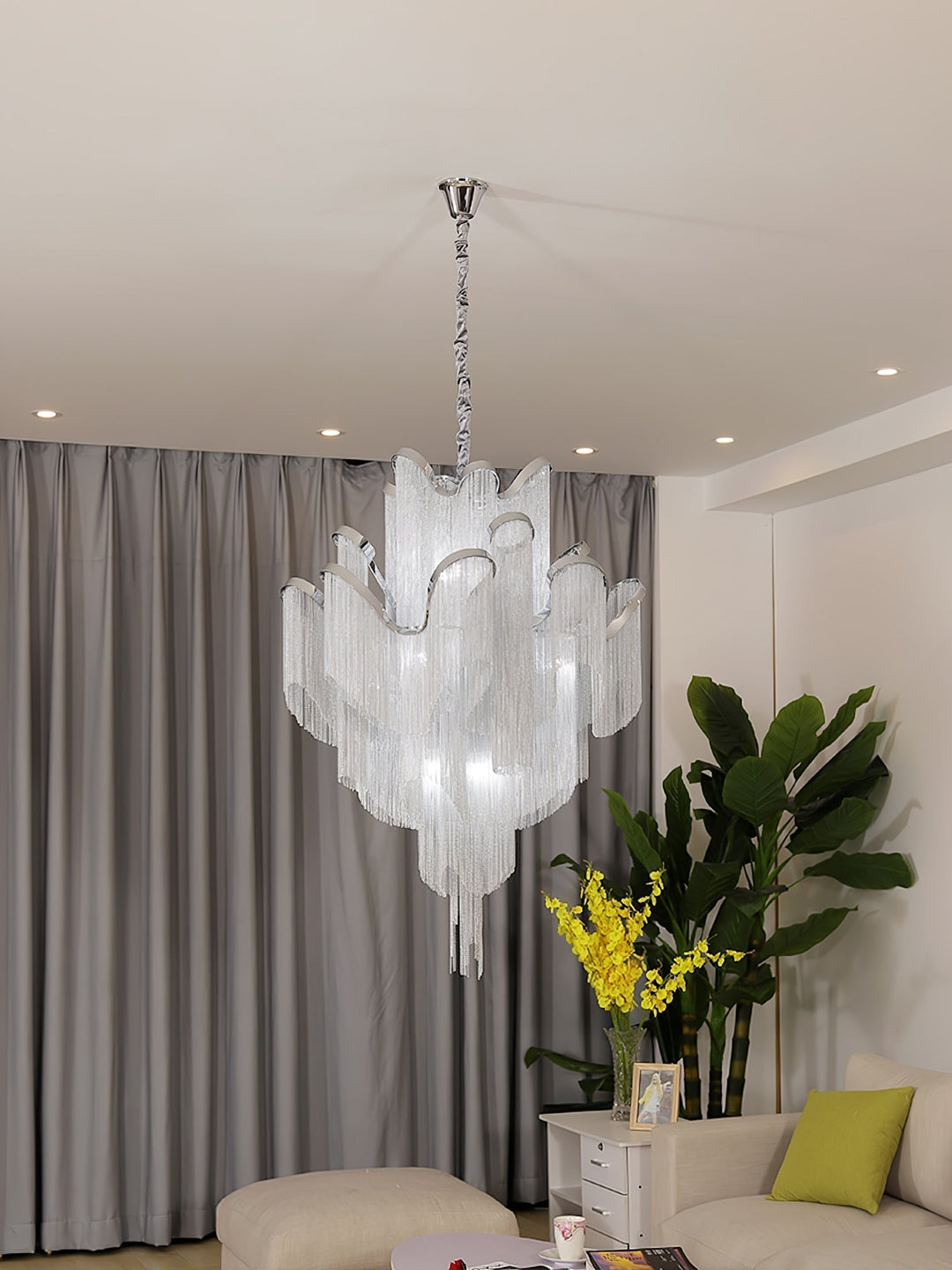Lustra Suspension Lampe Chaîne en Nickel Coulant - Neutralighting