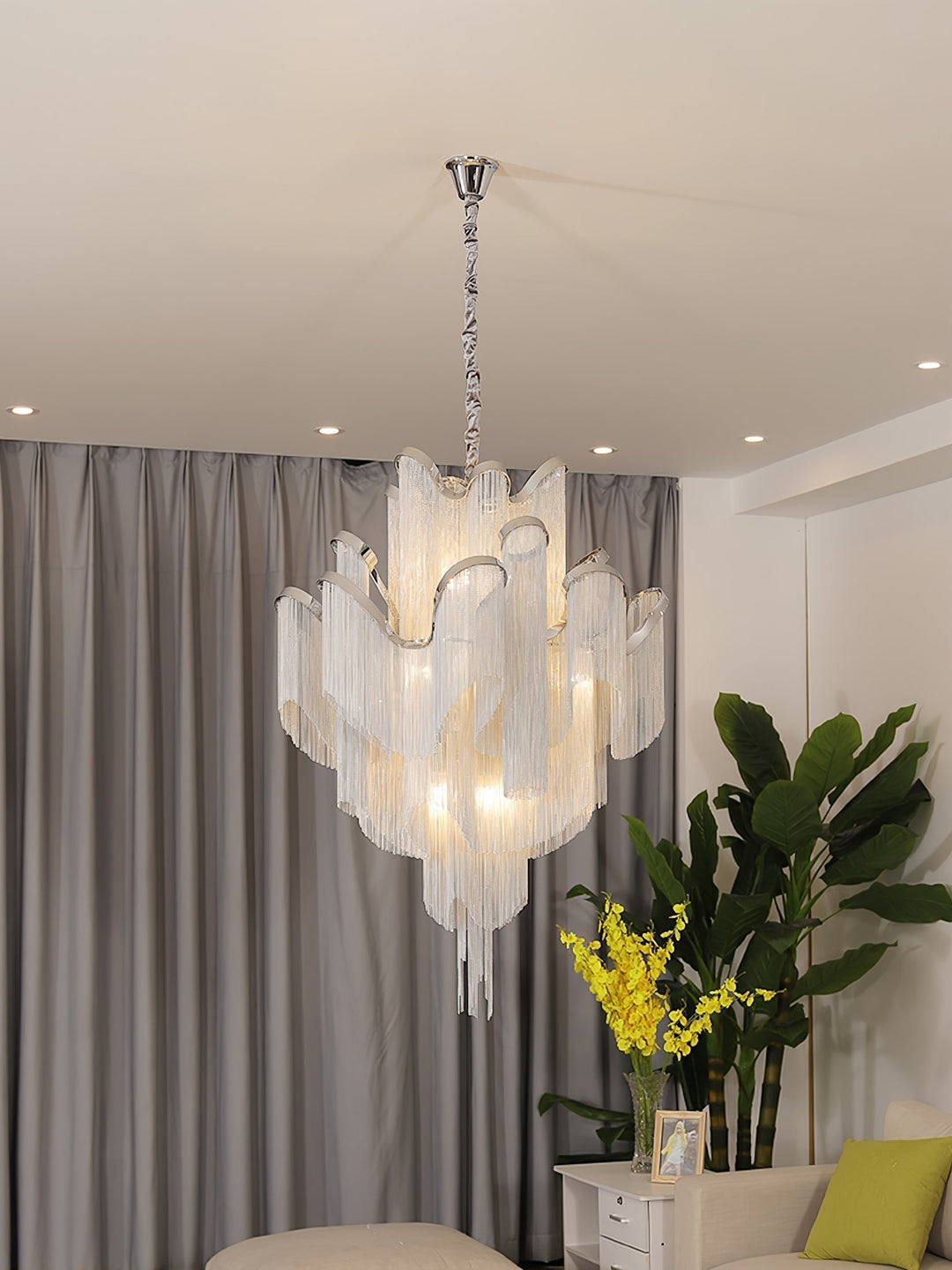 Lustra Suspension Lampe Chaîne en Nickel Coulant - Neutralighting