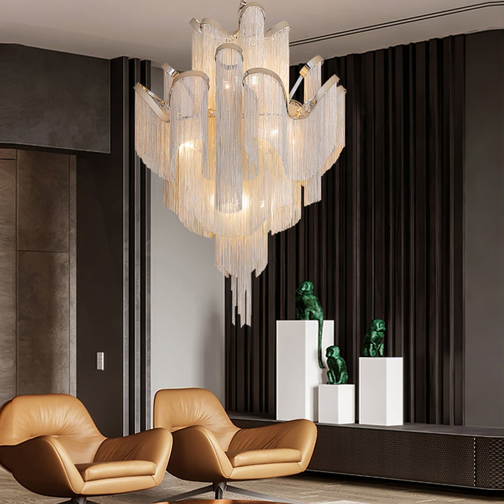 Lustra Suspension Lampe Chaîne en Nickel Coulant - Neutralighting