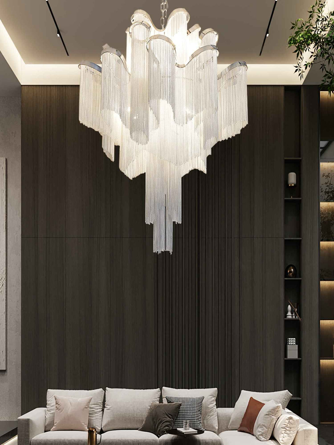 Lustra Suspension Lampe Chaîne en Nickel Coulant - Neutralighting