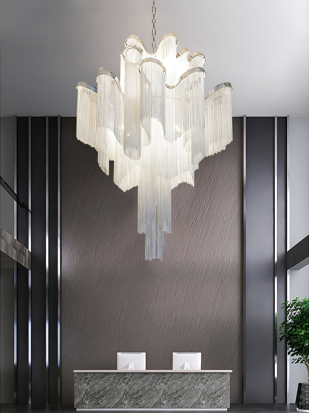 Lustra Suspension Lampe Chaîne en Nickel Coulant - Neutralighting