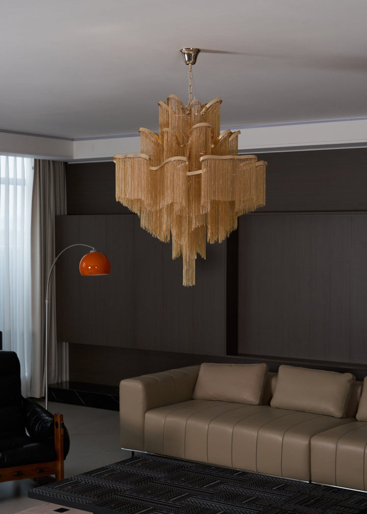 Lustra Suspension Lampe Chaîne en Nickel Coulant - Neutralighting
