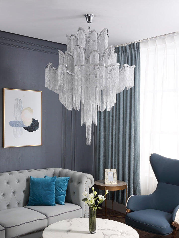 Lustra Suspension Lampe Chaîne en Nickel Coulant - Neutralighting