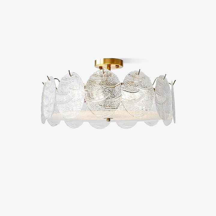 Lustra Lampe De Plafond Avec Finition Dorée Et Verre Strié - Neutralighting