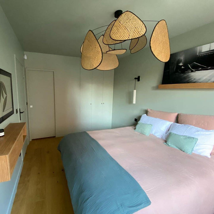 Lustra Chandelier Écran Cannage Suspension Rétro - Neutralighting
