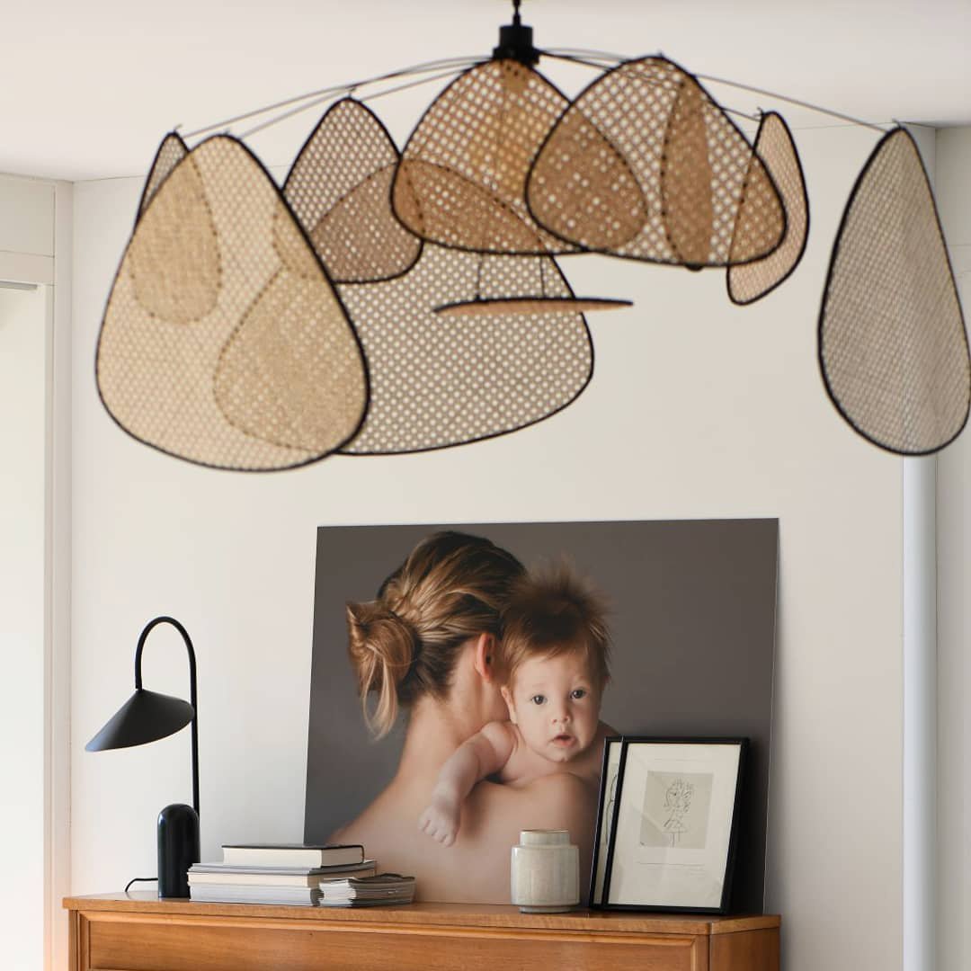 Lustra Chandelier Écran Cannage Suspension Rétro - Neutralighting