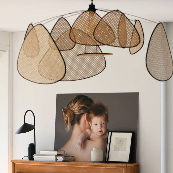 Lustra Chandelier Écran Cannage Suspension Rétro - Neutralighting