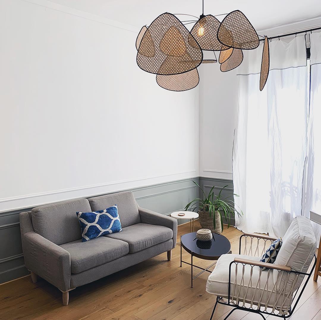 Lustra Chandelier Écran Cannage Suspension Rétro - Neutralighting