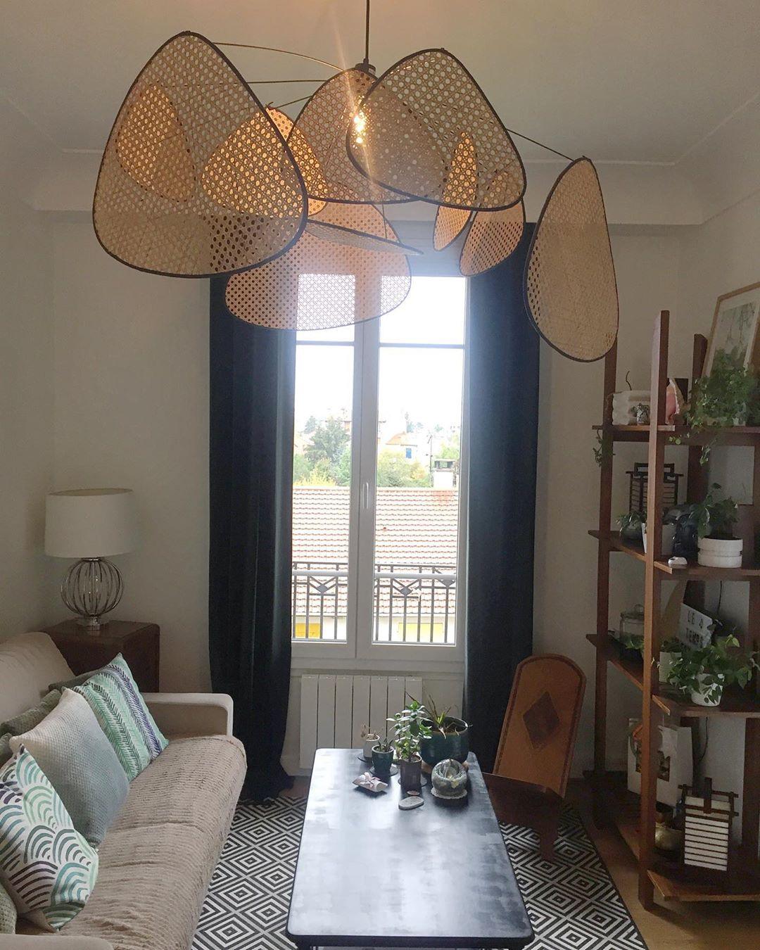 Lustra Chandelier Écran Cannage Suspension Rétro - Neutralighting