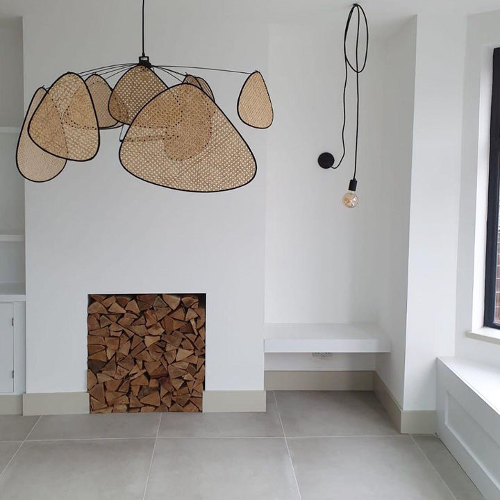 Lustra Chandelier Écran Cannage Suspension Rétro - Neutralighting