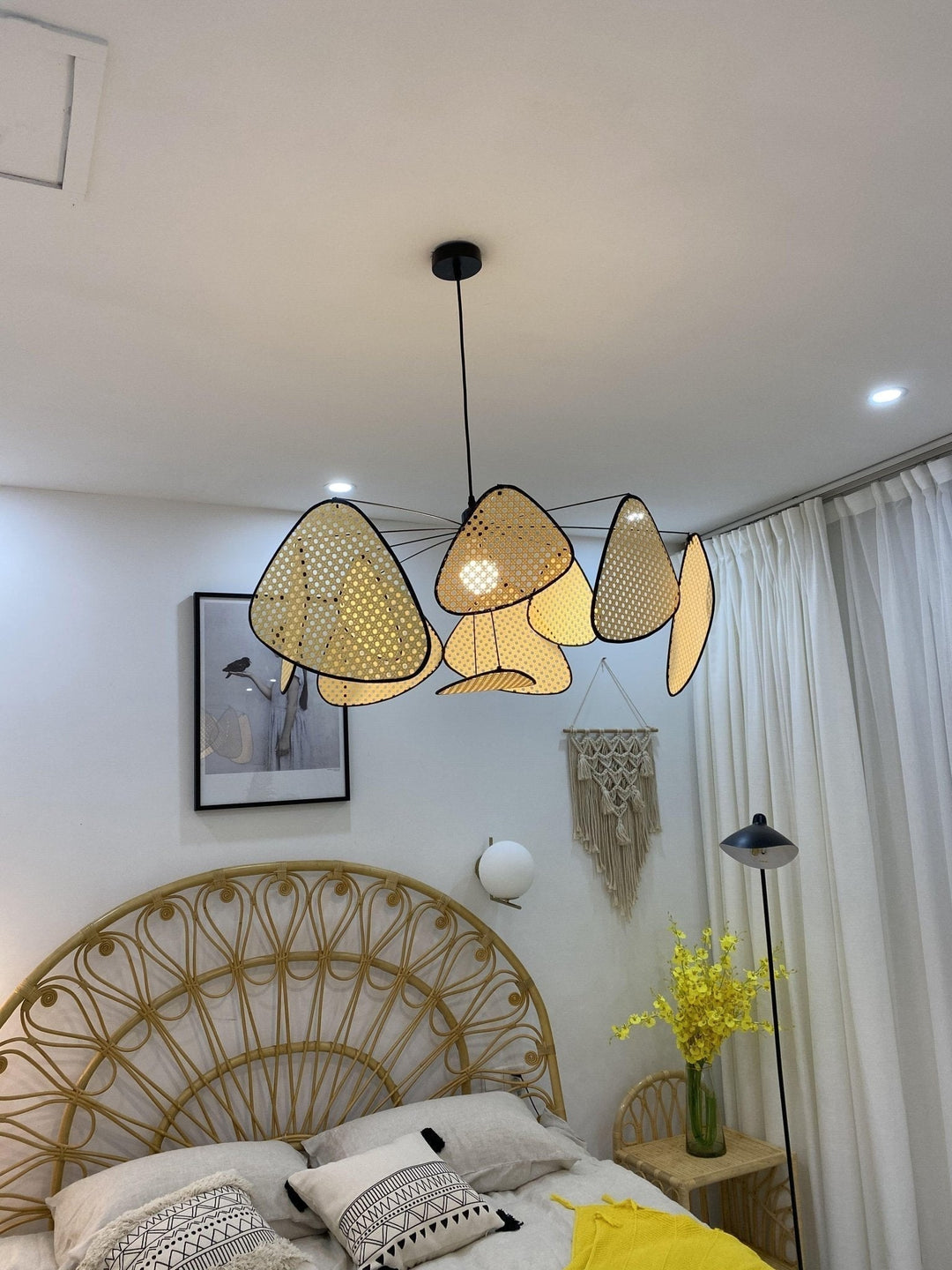 Lustra Chandelier Écran Cannage Suspension Rétro - Neutralighting