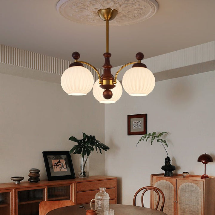 Vedoror Chandelier Classique Orbe Bois Verre Traditionnel - Neutralighting