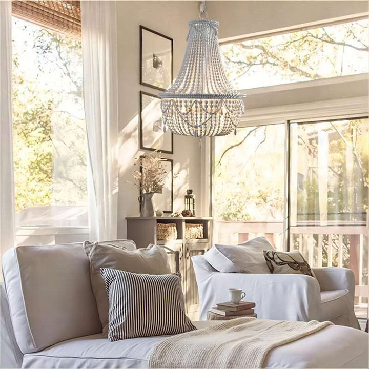 Silva Suspension Irrégulière Vintage Luxe, Métal/Bois, Vieux Blanc, Salon - Neutralighting