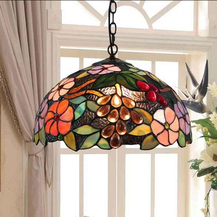 Tiffany Rétro LED Suspension Fleurs Verre Salle À Manger - Neutralighting