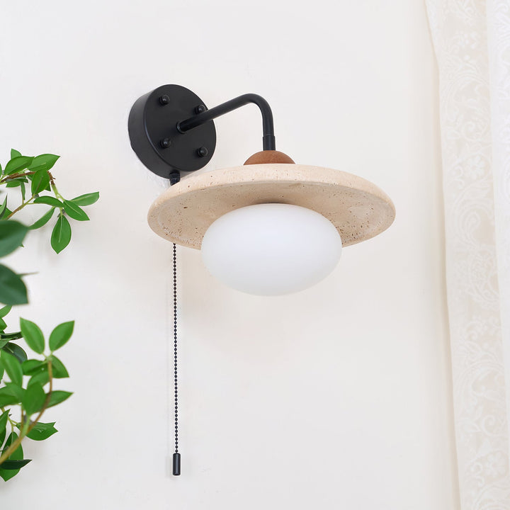 Solaro Applique Murale Travertin Interrupteur à Chaîne - Neutralighting
