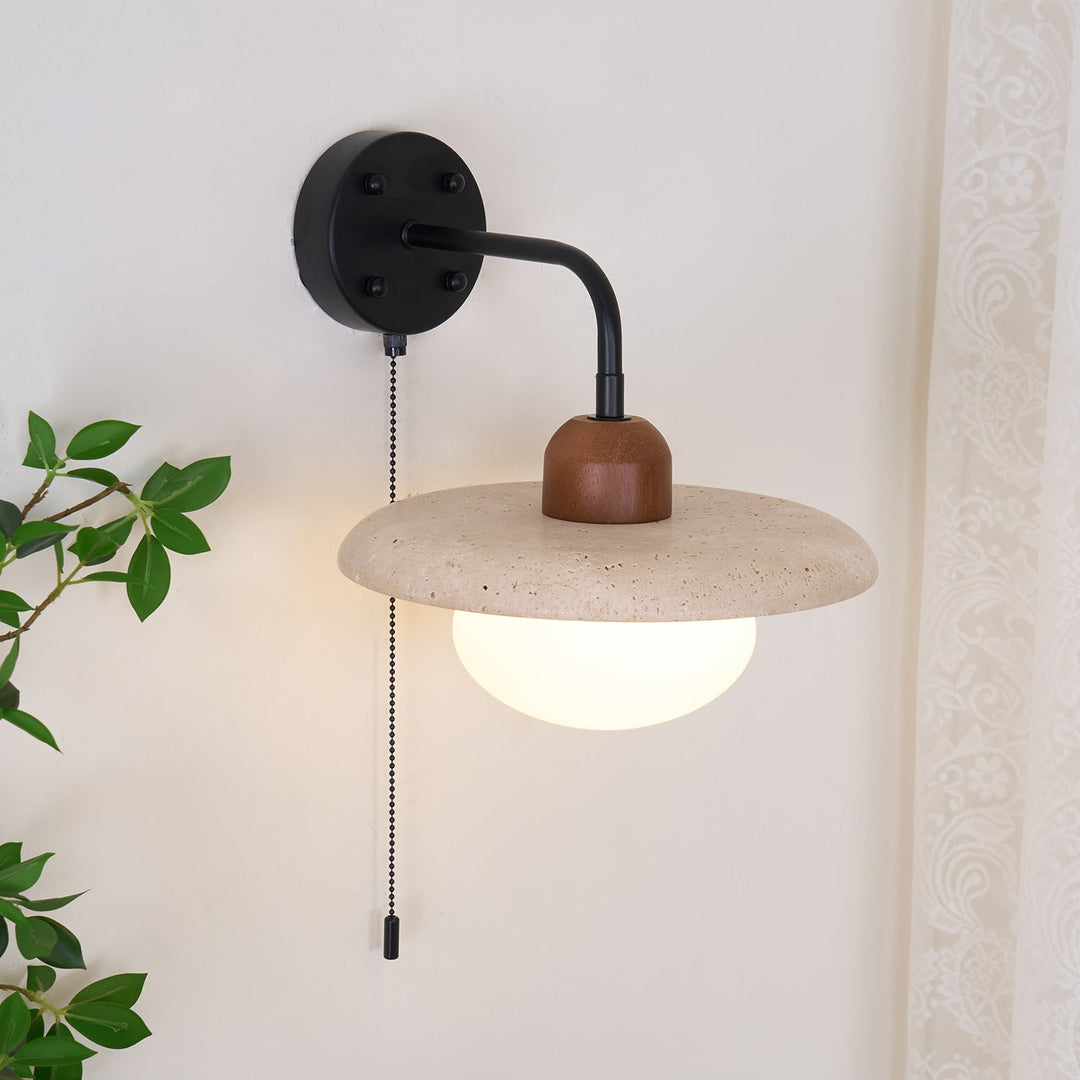 Solaro Applique Murale Travertin Interrupteur à Chaîne - Neutralighting
