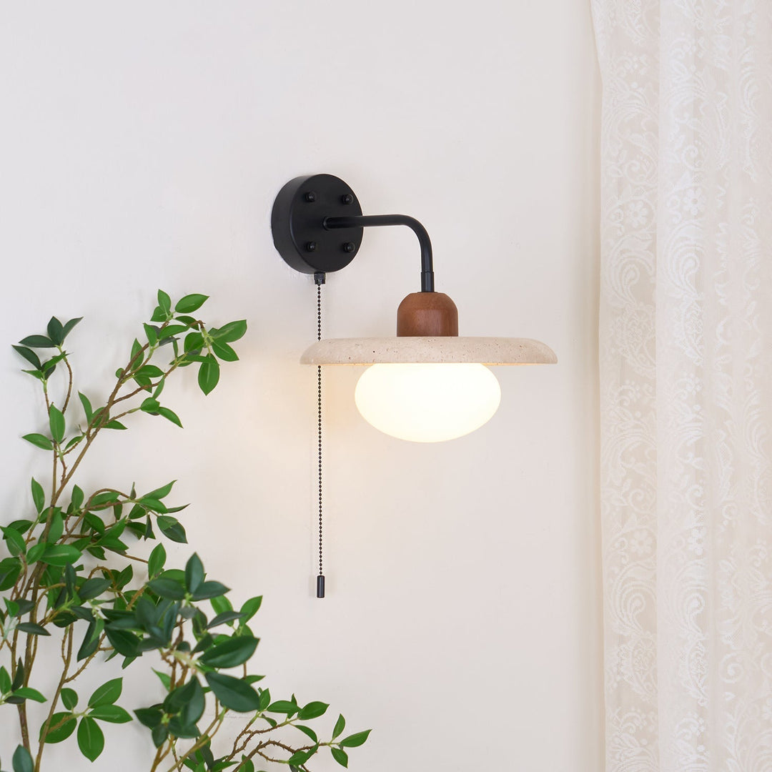 Solaro Applique Murale Travertin Interrupteur à Chaîne - Neutralighting