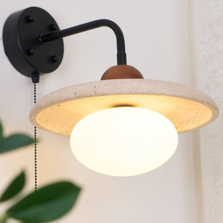 Solaro Applique Murale Travertin Interrupteur à Chaîne - Neutralighting