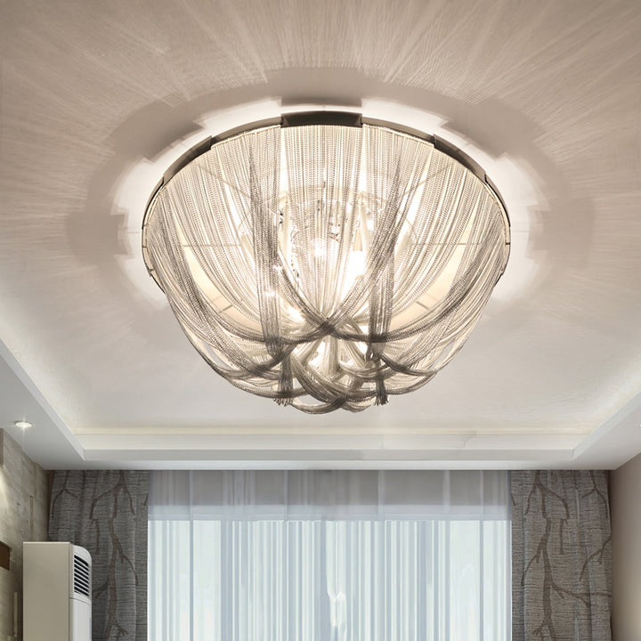 Lustra Plafonnier Frange Chaîne Cadre Nickel - Neutralighting