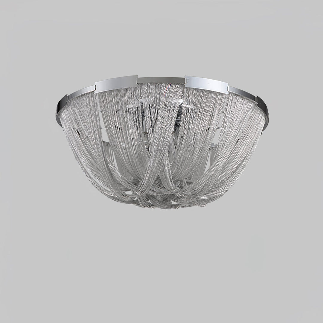 Lustra Plafonnier Frange Chaîne Cadre Nickel - Neutralighting