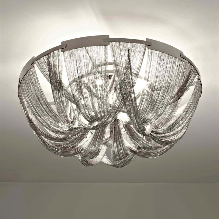 Lustra Plafonnier Frange Chaîne Cadre Nickel - Neutralighting