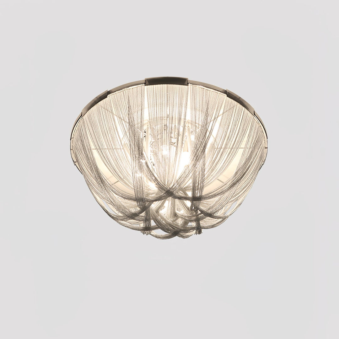 Lustra Plafonnier Frange Chaîne Cadre Nickel - Neutralighting