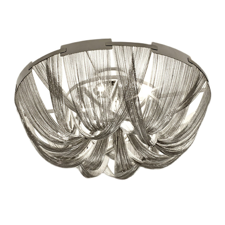 Lustra Plafonnier Frange Chaîne Cadre Nickel - Neutralighting