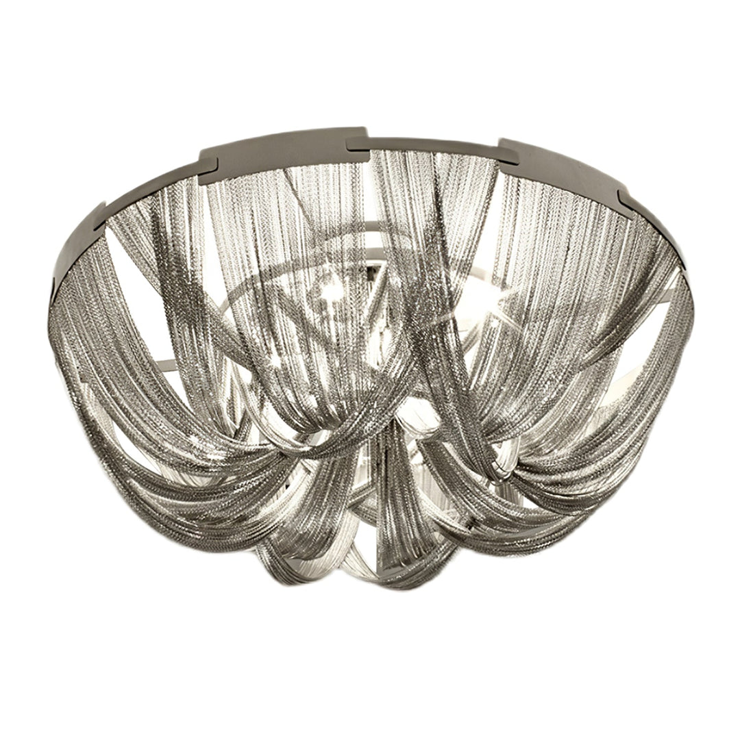 Lustra Plafonnier Frange Chaîne Cadre Nickel - Neutralighting