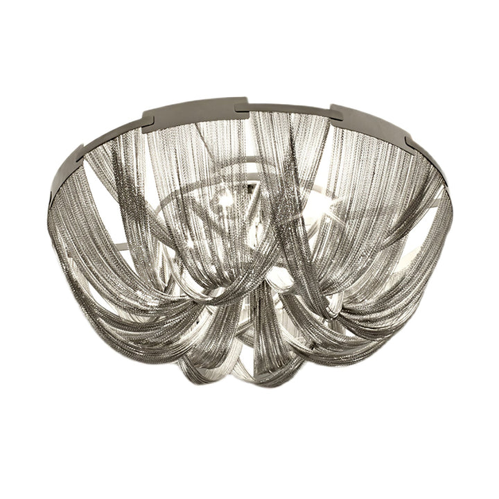Lustra Plafonnier Frange Chaîne Cadre Nickel - Neutralighting