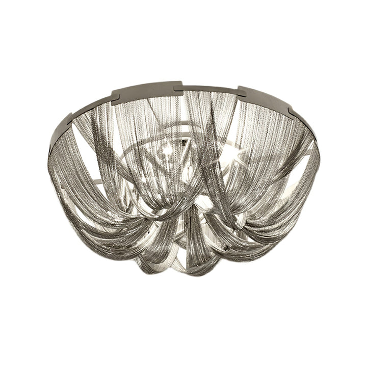 Lustra Plafonnier Frange Chaîne Cadre Nickel - Neutralighting