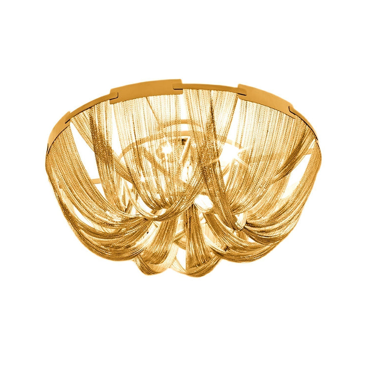Lustra Plafonnier Frange Chaîne Cadre Nickel - Neutralighting