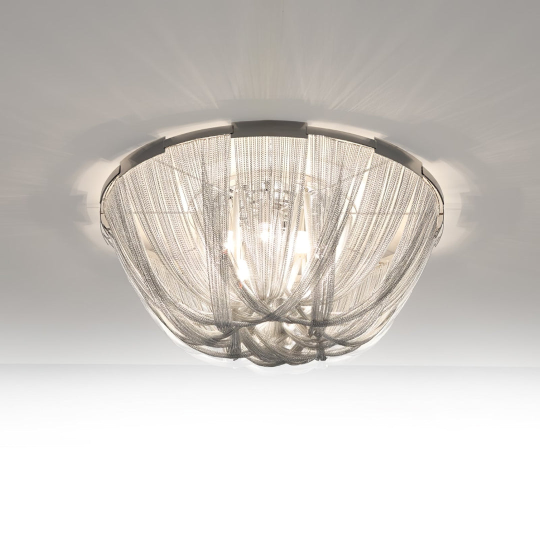Lustra Plafonnier Frange Chaîne Cadre Nickel - Neutralighting