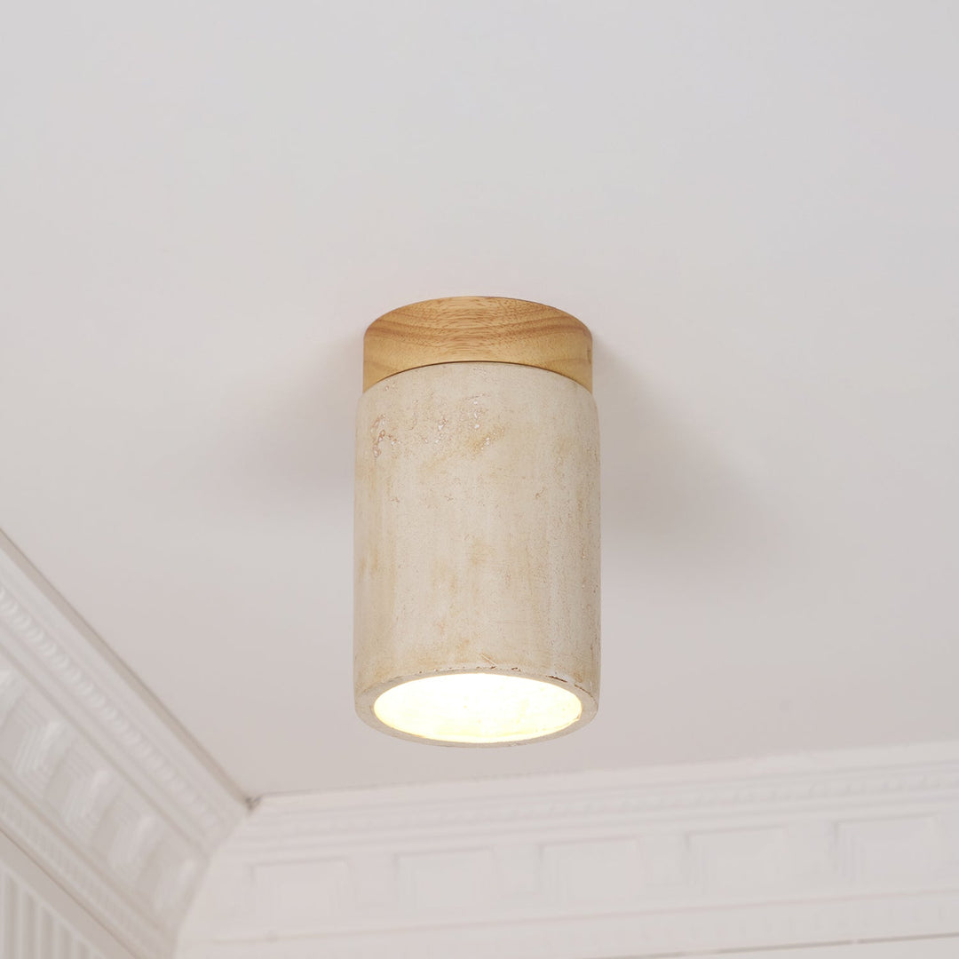 Aurnorira Lampe Plafonnier Cylindrique en Travertin - Neutralighting
