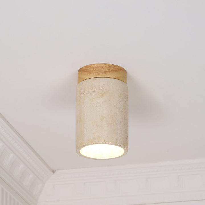 Aurnorira Lampe Plafonnier Cylindrique en Travertin - Neutralighting
