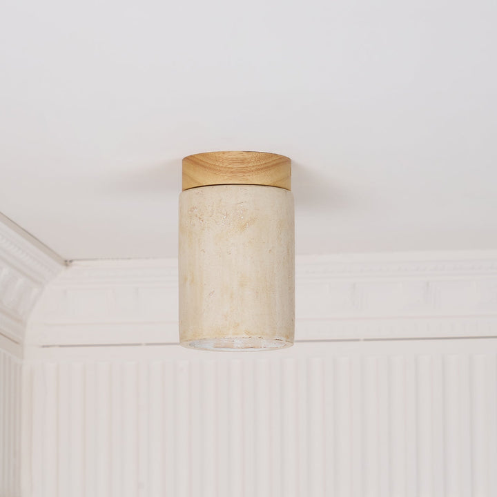 Aurnorira Lampe Plafonnier Cylindrique en Travertin - Neutralighting