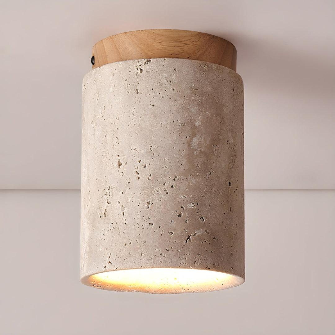 Aurnorira Lampe Plafonnier Cylindrique en Travertin - Neutralighting